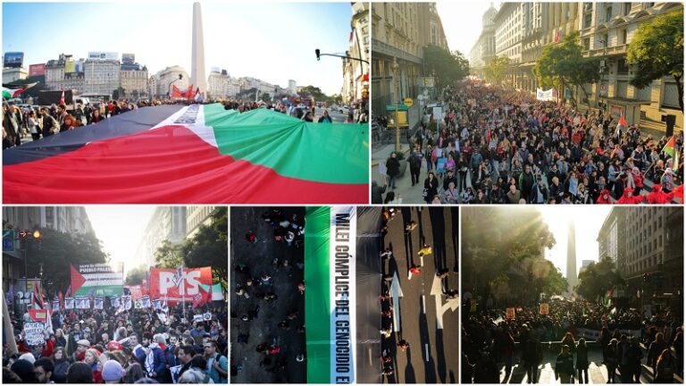 Alto al genocidio en Gaza!: 10.000 personas marcharon a Plaza de Mayo y hubo protestas en todo el país